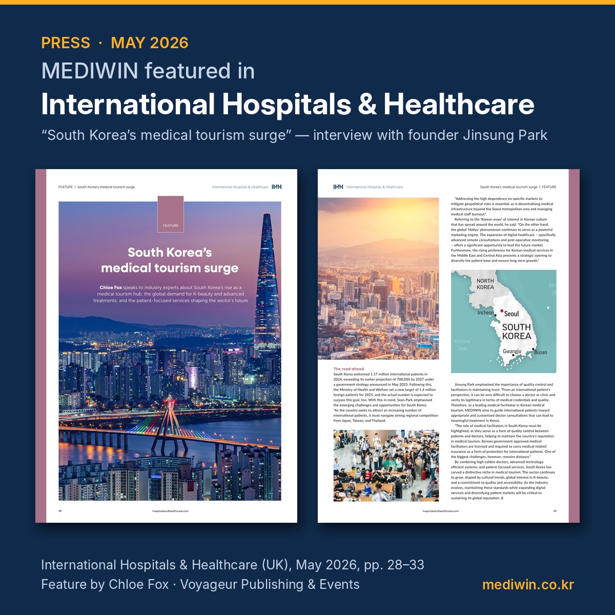 MEDIWIN featured in International Hospitals & Healthcare, May 2026 — interview with founder Jinsung Park