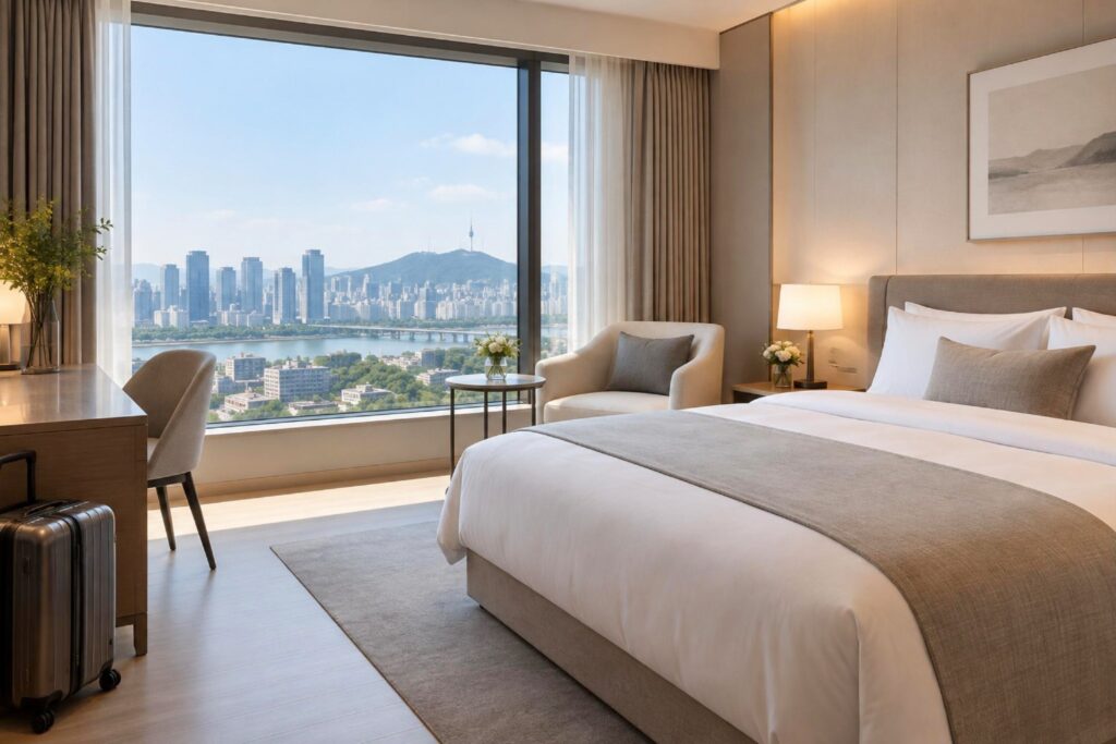 Example of a guest room in Seoul for international visitors (AI-generated illustration)